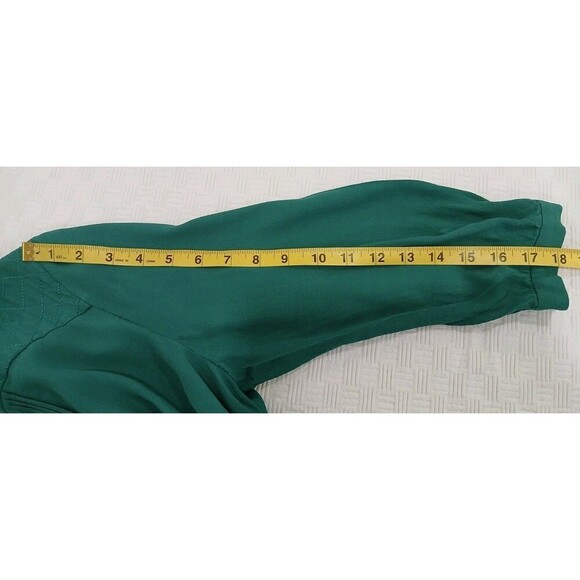 Maeve Anthropology Green Drop Waist Dress Ruffles Quilted Pleated Buttons Size S - Picture 5 of 8